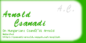 arnold csanadi business card